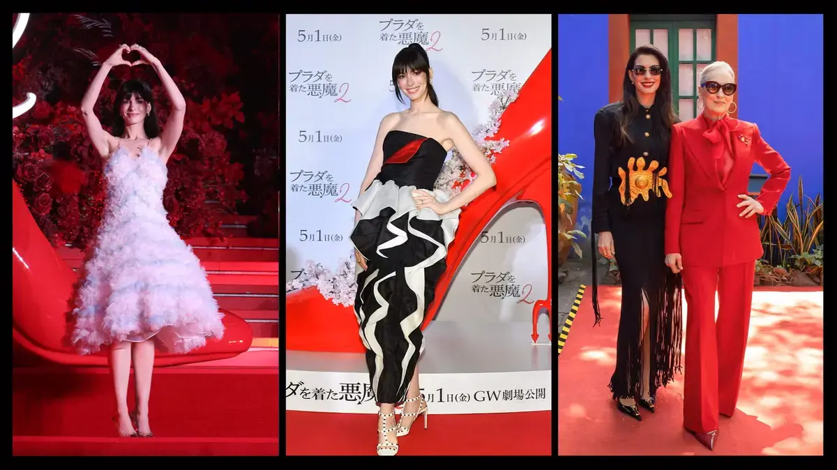 Anne Hathaway’s Style on ‘Devil Wears Prada’ Tour