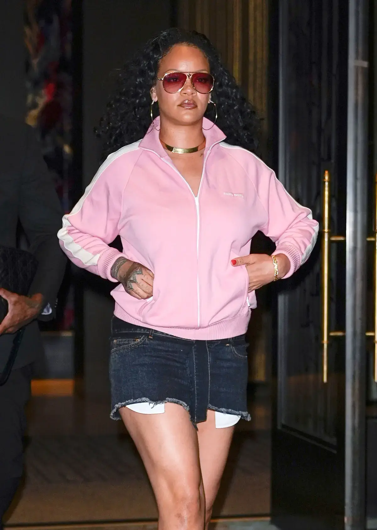 Rihanna’s Sporty Y2K Look Features a Cotton Candy-Pink Jacket and an Itty-Bitty Skirt