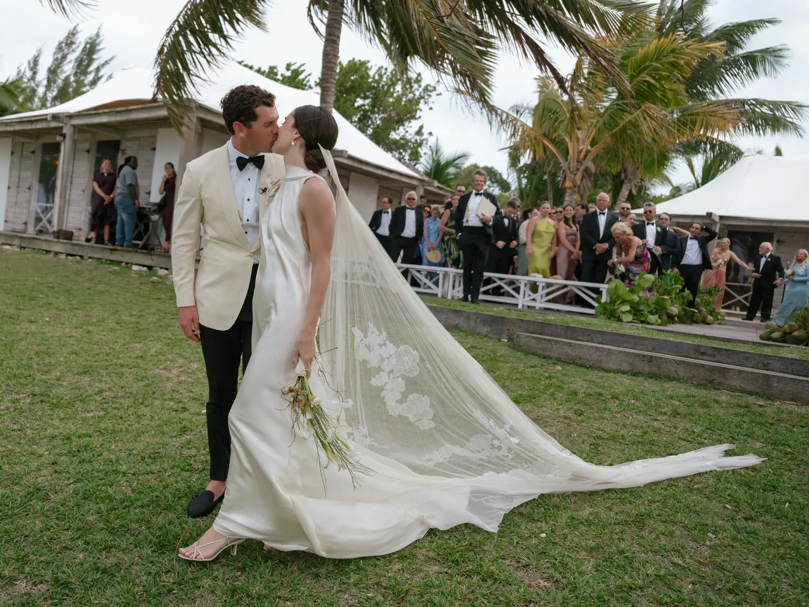Bride's Ocean-Inspired Wedding Wardrobe Shines at Harbour Island Ceremony