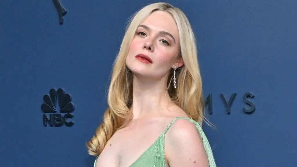 Elle Fanning Stuns in Plunging Ralph Lauren Gown at 78th Emmys