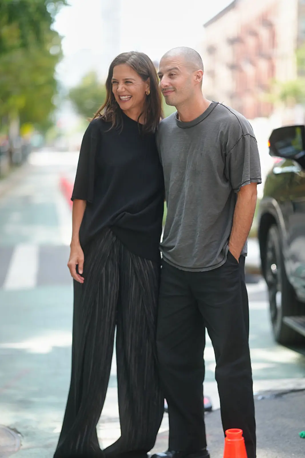 Katie Holmes and Jason Bard Yarmosky Embrace Coordinated Fashion at NYFW