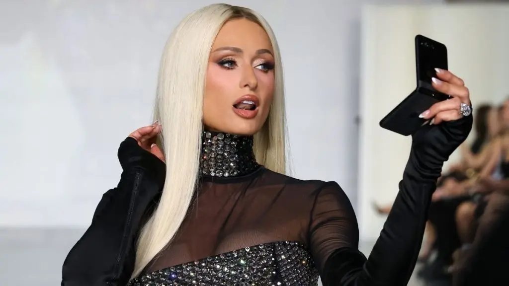 Paris Hilton Stuns Runway in Crystal-Encrusted The Blonds Bodysuit