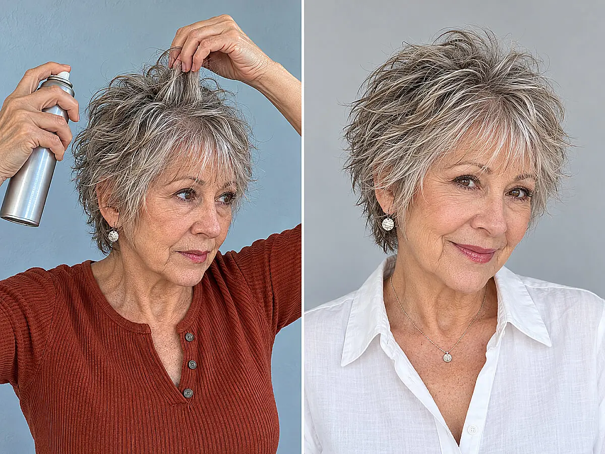 How to Style a Short Shaggy Haircut for Women Over 70 With Fine Hair