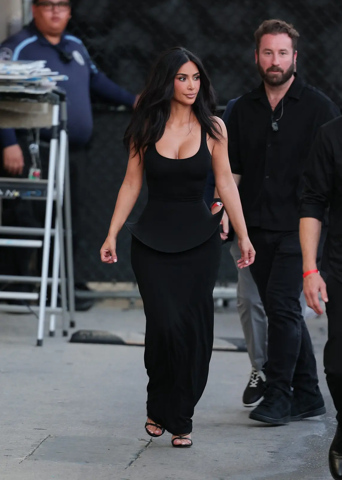 Kim Kardashian Embraces Witchy Aesthetic in Sportmax Dress for Kimmel Appearance
