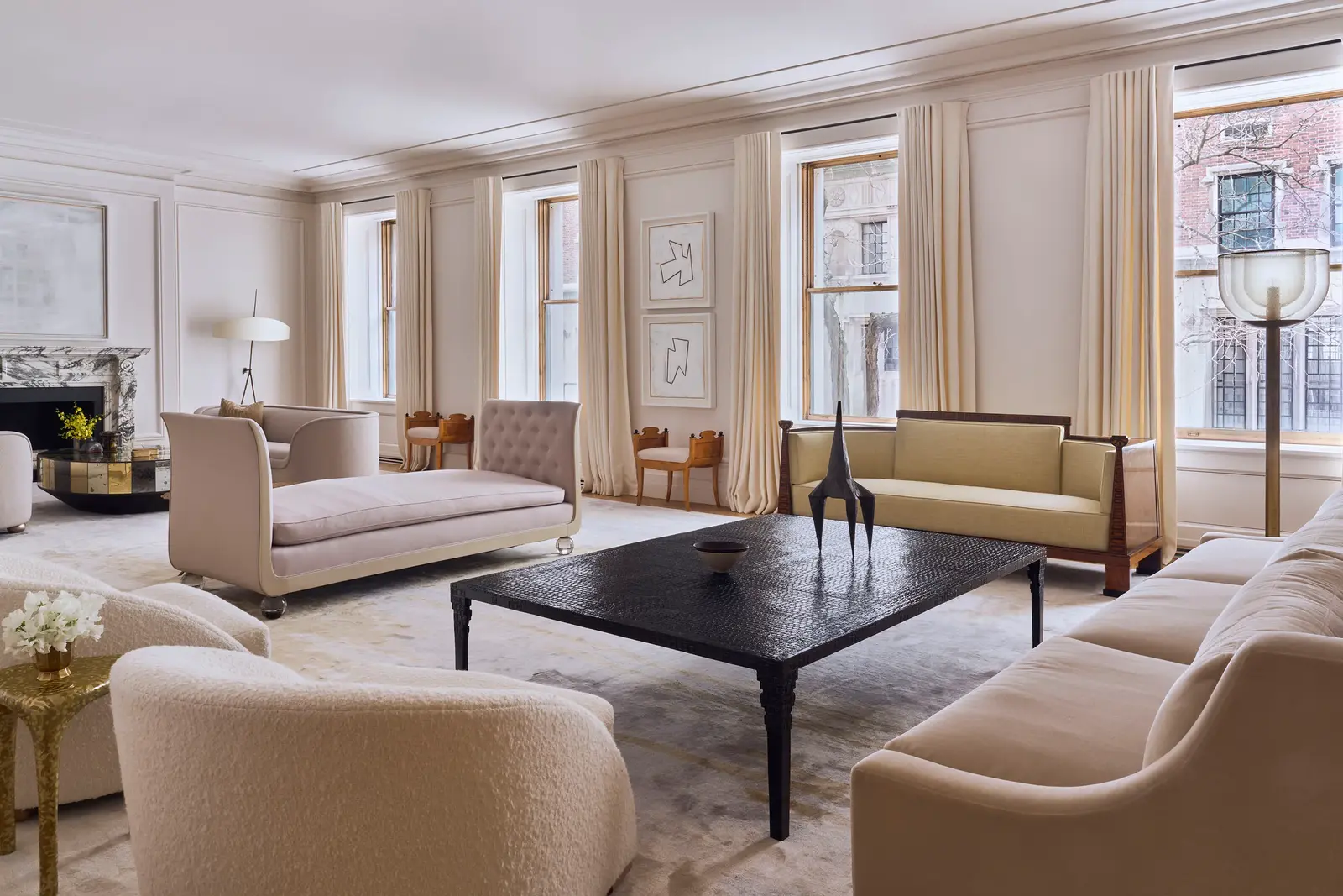 Elegant Glass‑Legged Sofa and Cashmere‑Embroidered Closets Define Park Avenue Duplex