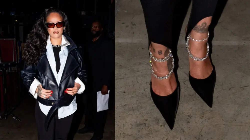 Rihanna Highlights Upcoming Amina Muaddi Pump at Paris Fashion Week